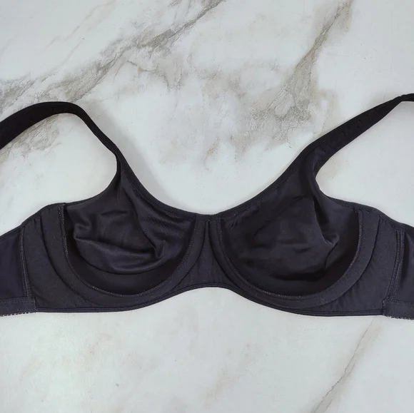 Delta Burke Black Seamless Floral Jacquard Push Up Underwire Bra, Sz 38C - Picture 7 of 10